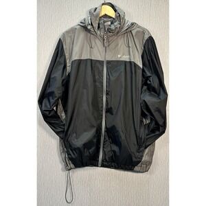 Columbia Raincreek Falls II Packable Men's Rain Jacket Hoodie Black Gray Large